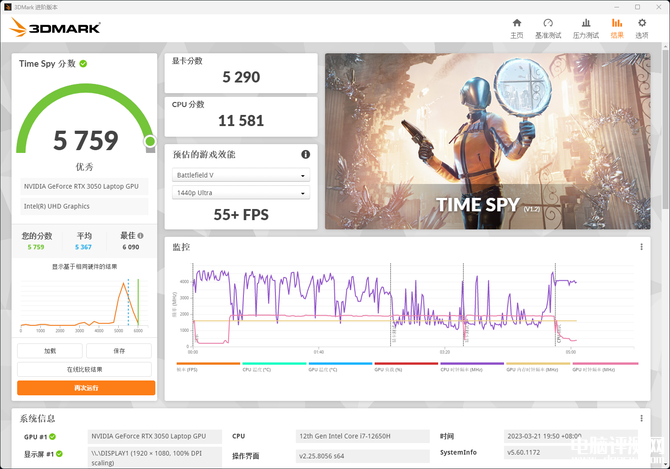 七彩虹将星X15 XS笔记本（i7 12650H+3050）评测，笔记本评测网（bjbpc.com）