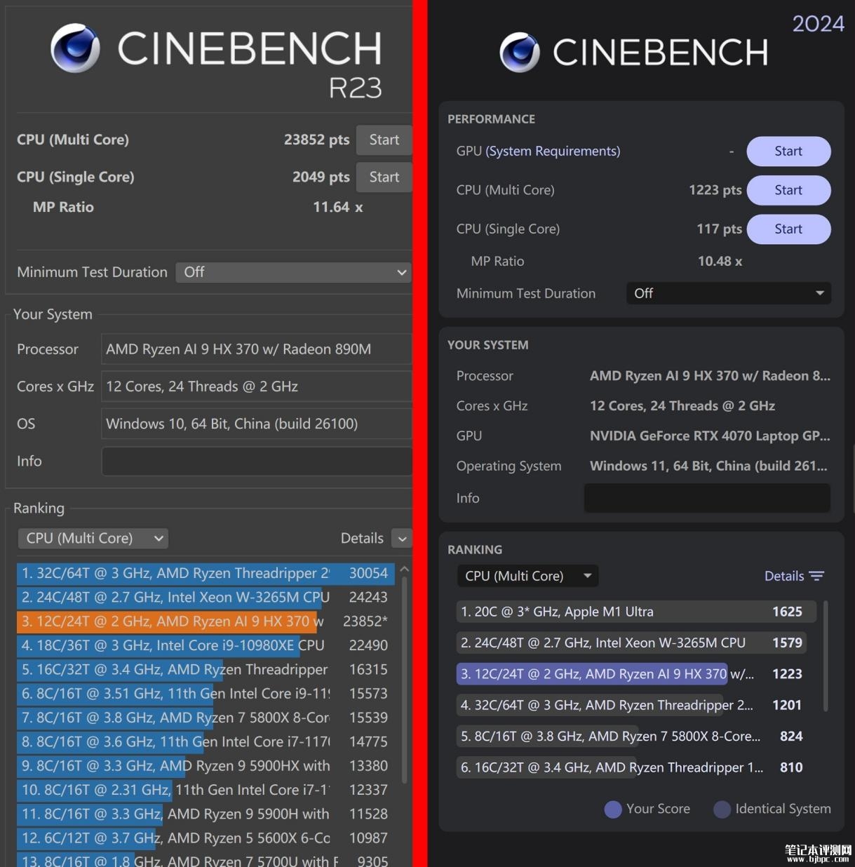 华硕ProArt创16 2024笔记本评测（AMD Ryzen AI 9 HX 370+RTX4070），笔记本评测网（bjbpc.com）