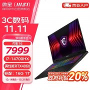 双十一大促+以旧换新补贴 微星刃影16 2024笔记本（i7-14700HX RTX4060）仅需6399.2元