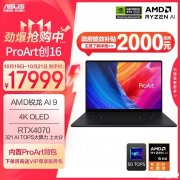 双十一大促+以旧换新补贴 华硕ProArt创16（锐龙AI9HX 370 RTX4070 64G 2T）仅需15999元