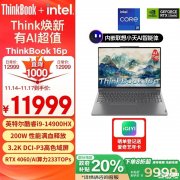 城市补贴 ThinkPad ThinkBook 16p笔记本（i9-14900HX RTX4060 32G 1T）仅需9999元